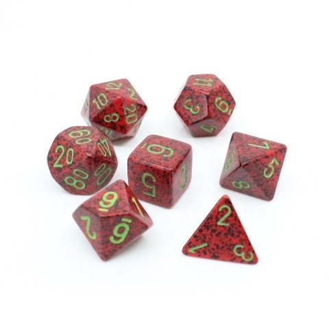 Speckled Strawberry Red Green- Polyhedral Rollespils Terning Sæt - Chessex